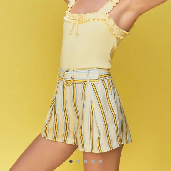 Maeve High Waist Yellow and Blue Striped Shorts - Picture 5 of 9